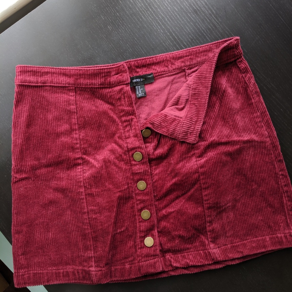 Forever 21+ Button Down Corduroy Mini Skirt